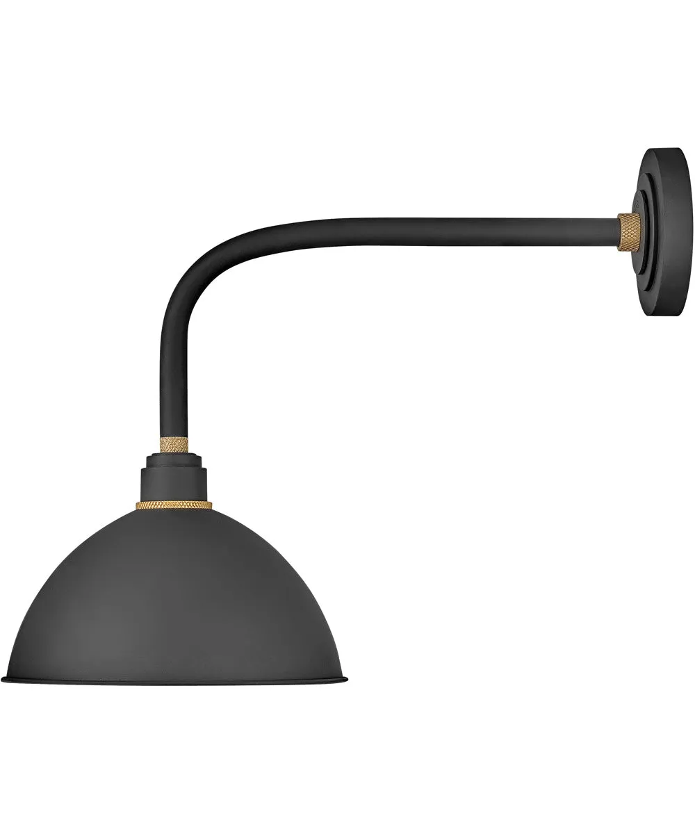 1-Light Medium Straight Arm Outdoor Barn Light in Textured Black