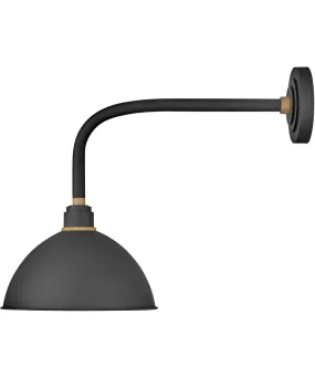 1-Light Medium Straight Arm Outdoor Barn Light in Textured Black
