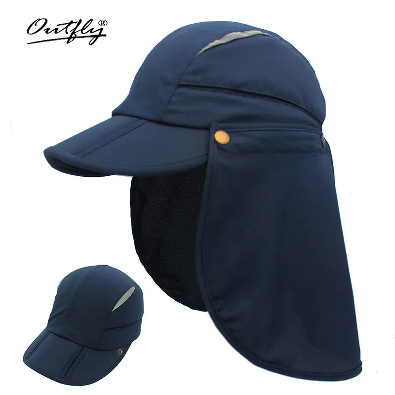 100% Cotton Breathable Kids Removable Poncho Sun Hat UPF50  for Summer, Quick-Drying, Windproof, Sun-Protective, Waterproof, Insect-Repellent
