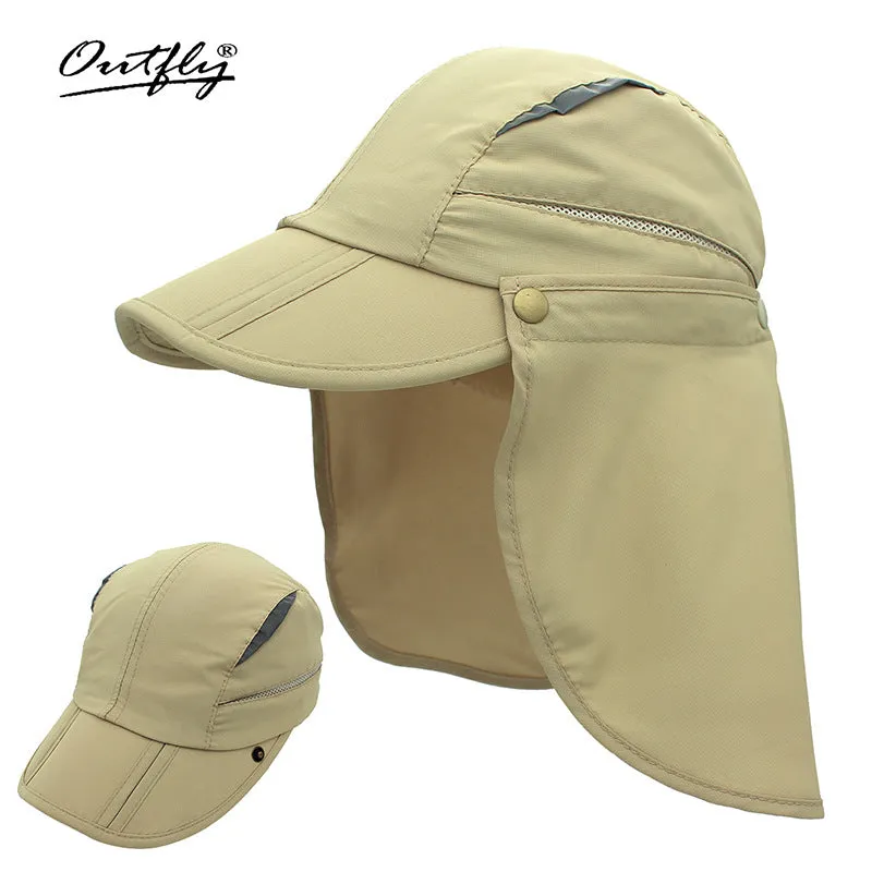 100% Cotton Breathable Kids Removable Poncho Sun Hat UPF50  for Summer, Quick-Drying, Windproof, Sun-Protective, Waterproof, Insect-Repellent