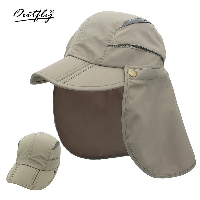 100% Cotton Breathable Kids Removable Poncho Sun Hat UPF50  for Summer, Quick-Drying, Windproof, Sun-Protective, Waterproof, Insect-Repellent