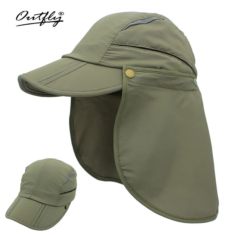 100% Cotton Breathable Kids Removable Poncho Sun Hat UPF50  for Summer, Quick-Drying, Windproof, Sun-Protective, Waterproof, Insect-Repellent