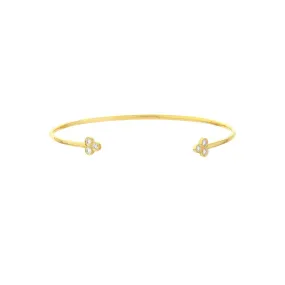 14K Gold 1/5tcw Diamond Trinity Ends Cuff Bangle