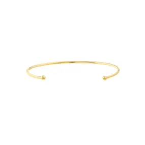 14K Gold Cuff Bangle with Beaded Ends