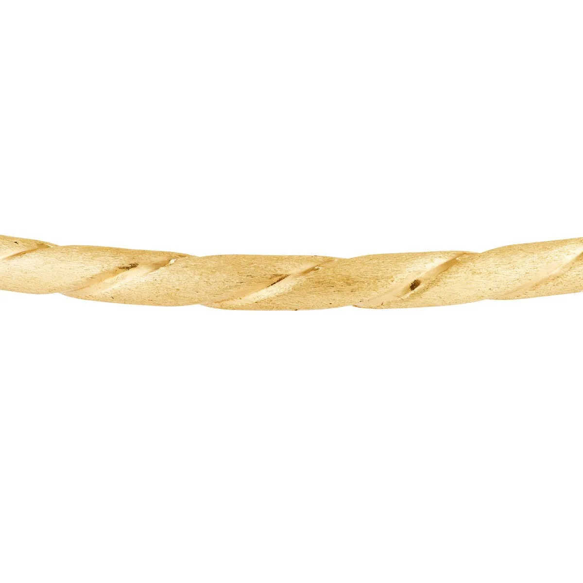 14K Gold Two-Tone Twisted Brushed Hinged Bangle