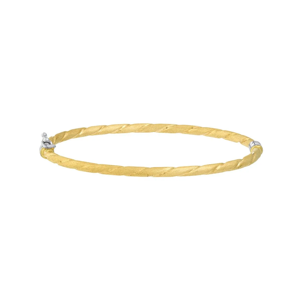 14K Gold Two-Tone Twisted Brushed Hinged Bangle