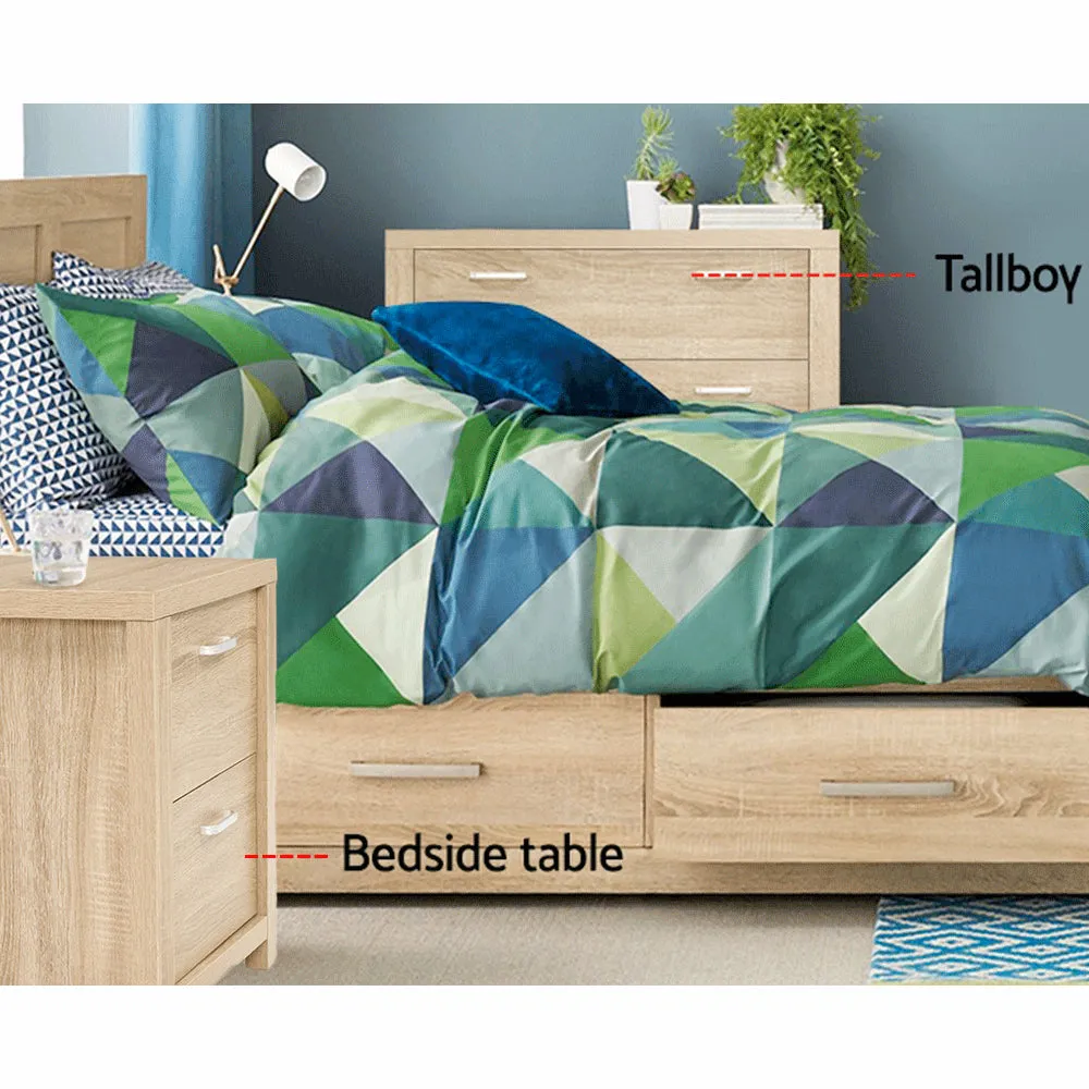 2-Drawer Pine Bedside Table, Smooth Runners - Artiss