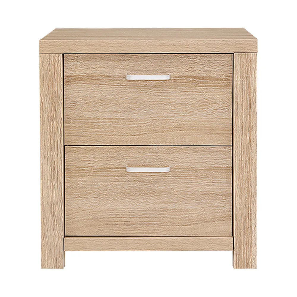 2-Drawer Pine Bedside Table, Smooth Runners - Artiss