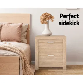 2-Drawer Pine Bedside Table, Smooth Runners - Artiss