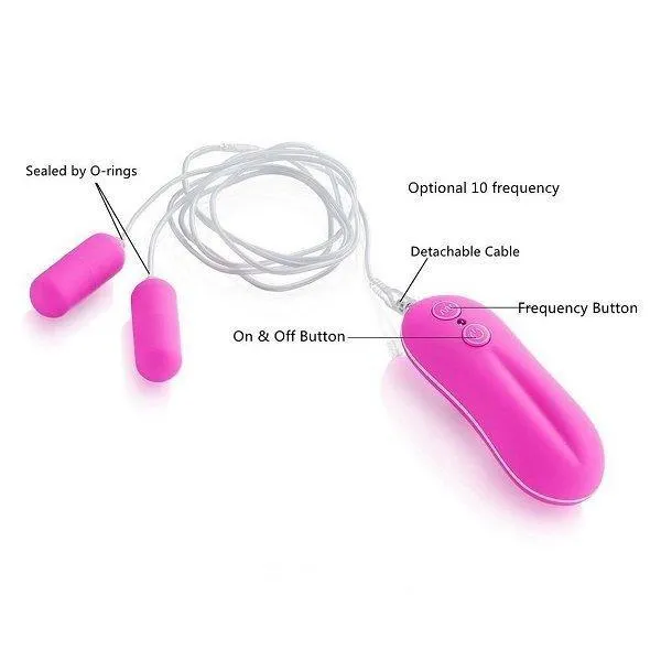 4720M      10 Function Dual Pink Vibrating Soft Touch Bullets - LAST CHANCE - Final Closeout!