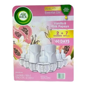Air Wick Scented Oil Air Fresheners, Vanilla & Pink Papaya 2 Warmers  7 Refills