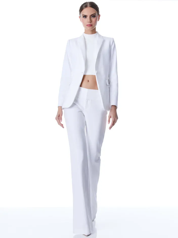 Alice & Olivia Macey Fitted Notch Collar Blazer Off White