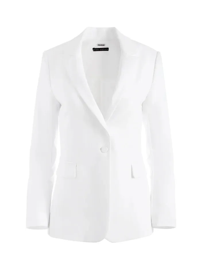 Alice & Olivia Macey Fitted Notch Collar Blazer Off White