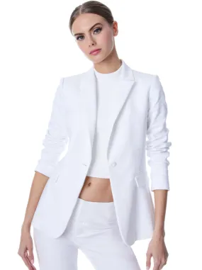 Alice & Olivia Macey Fitted Notch Collar Blazer Off White