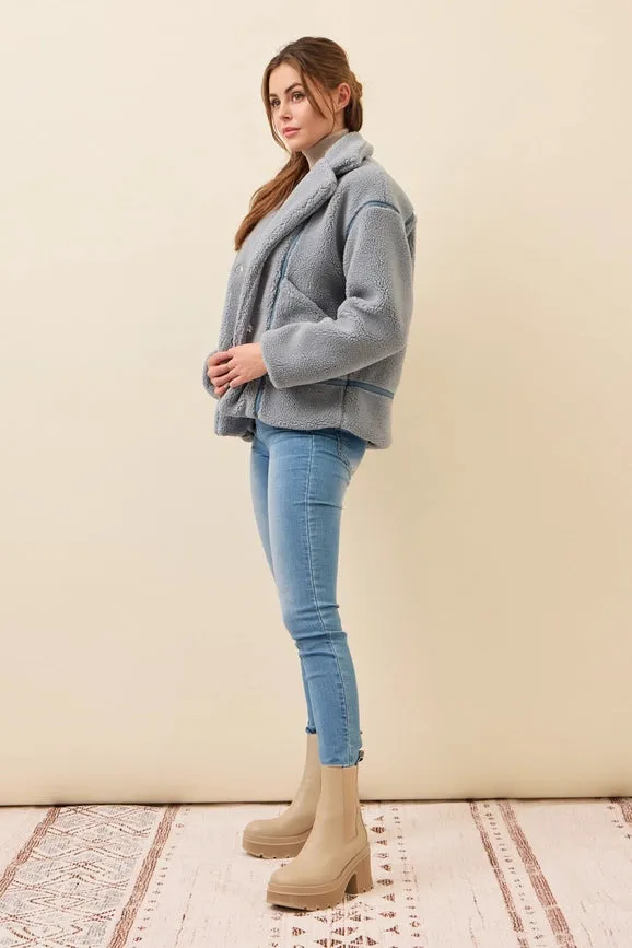 All She Needs Cozy Sherpa Jacket BLUE