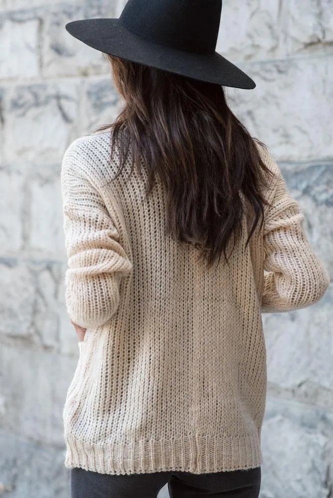 Amber Button Front Cardigan in Tan - FINAL SALE