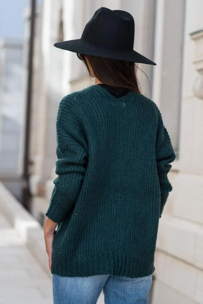 Amber Button Front Cardigan in Teal - FINAL SALE