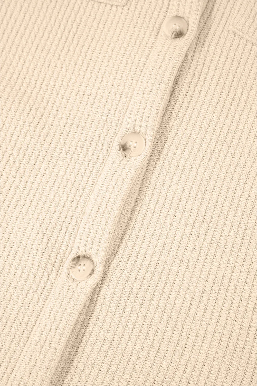 Apricot Solid Color Corduroy Buttoned Long Sleeve Shacket