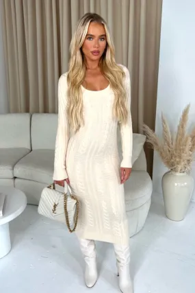 Aspen beige cable knit maxi dress