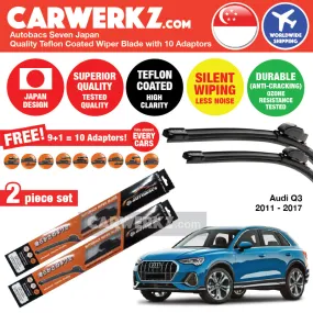 Autobacs Seven Japan Teflon Coated Flex Aerodynamic Wiper Blade with 10 Adaptors for Audi Q3 2011-2017 (24" 21")