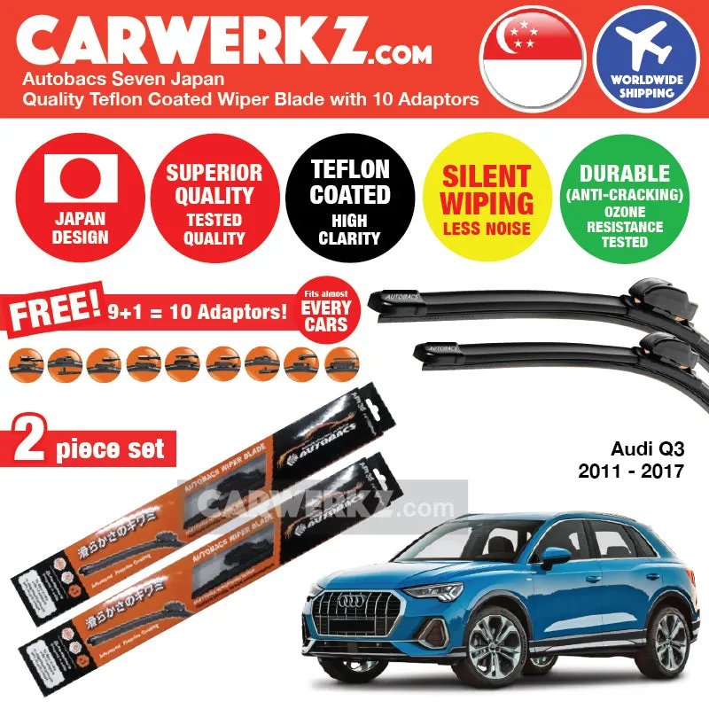 Autobacs Seven Japan Teflon Coated Flex Aerodynamic Wiper Blade with 10 Adaptors for Audi Q3 2011-2017 (24" 21")