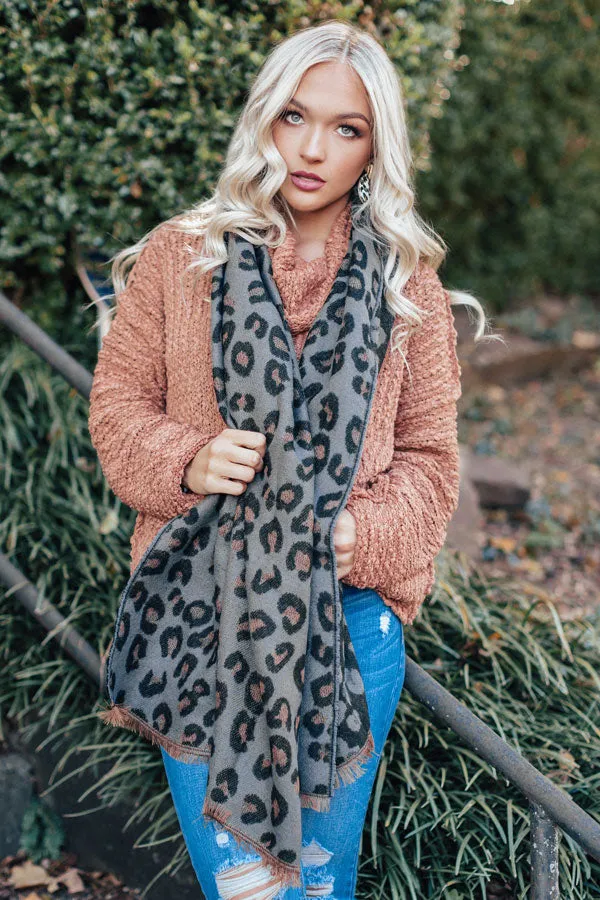 Beautiful Ambition Leopard Scarf in Charcoal