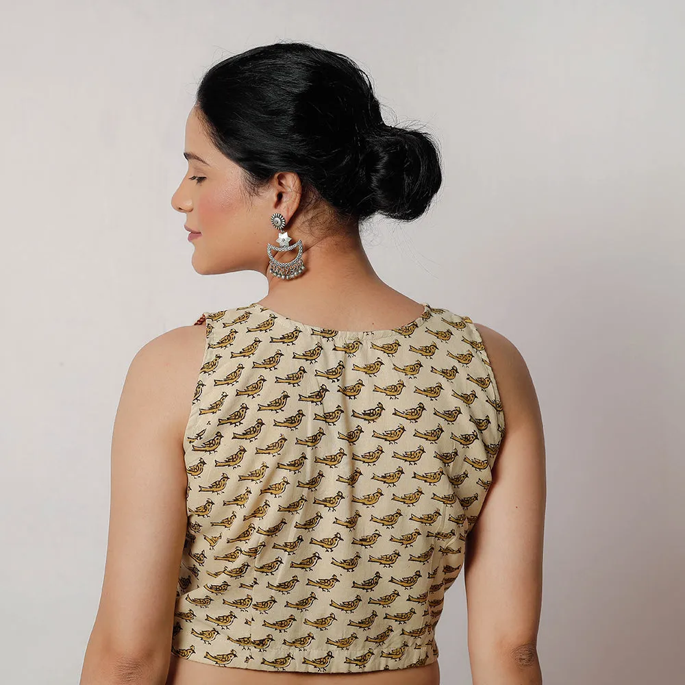 Beige - Bagru Dabu Block Printed Cotton Stitched Blouse