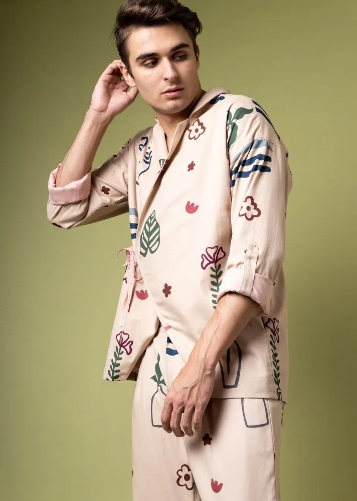 Beige Wrap Shacket