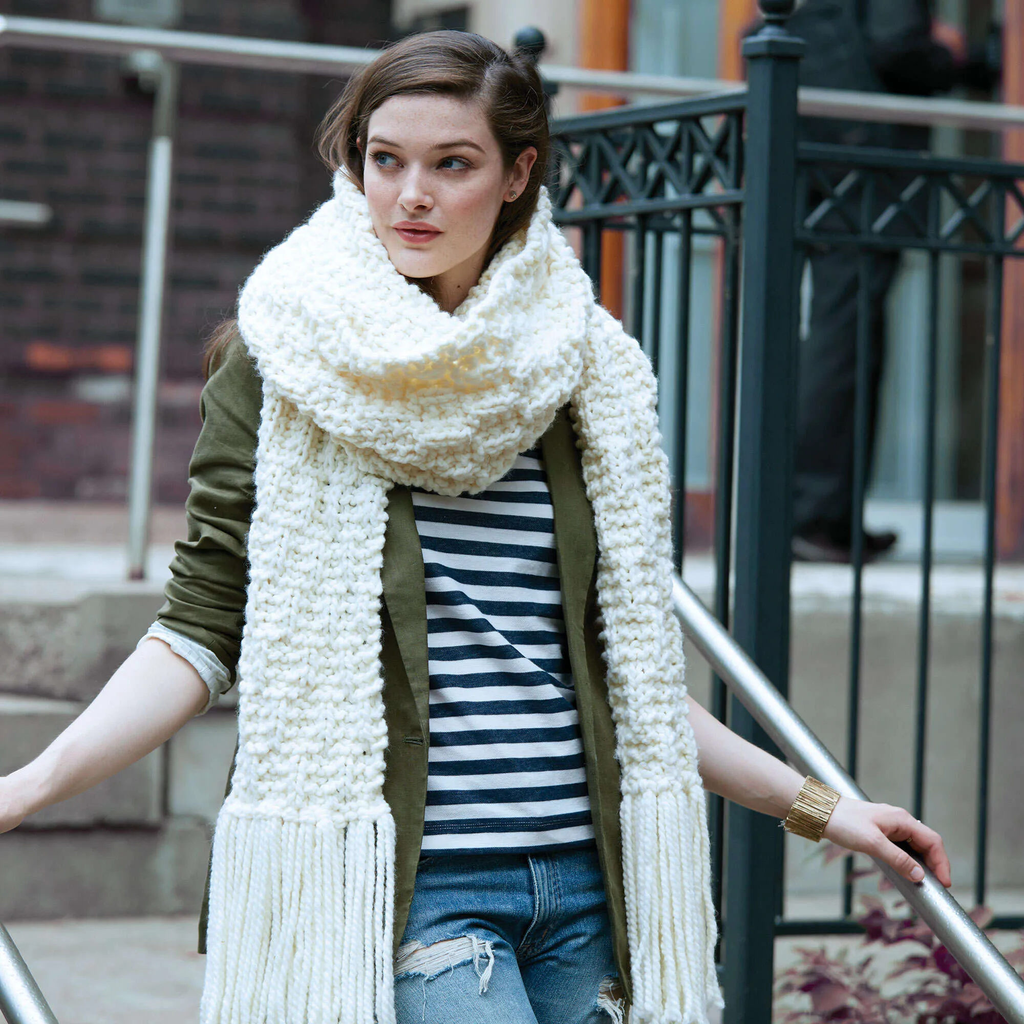 Bernat Rib Check Knit Super Scarf