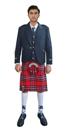 Black Argyll Wedding Tartan Kilt Outfit For Men