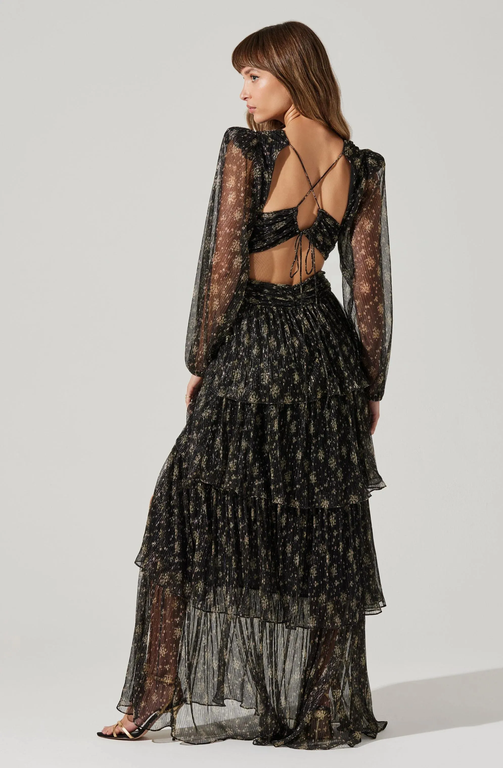 Black Gold Foil Anora Dress