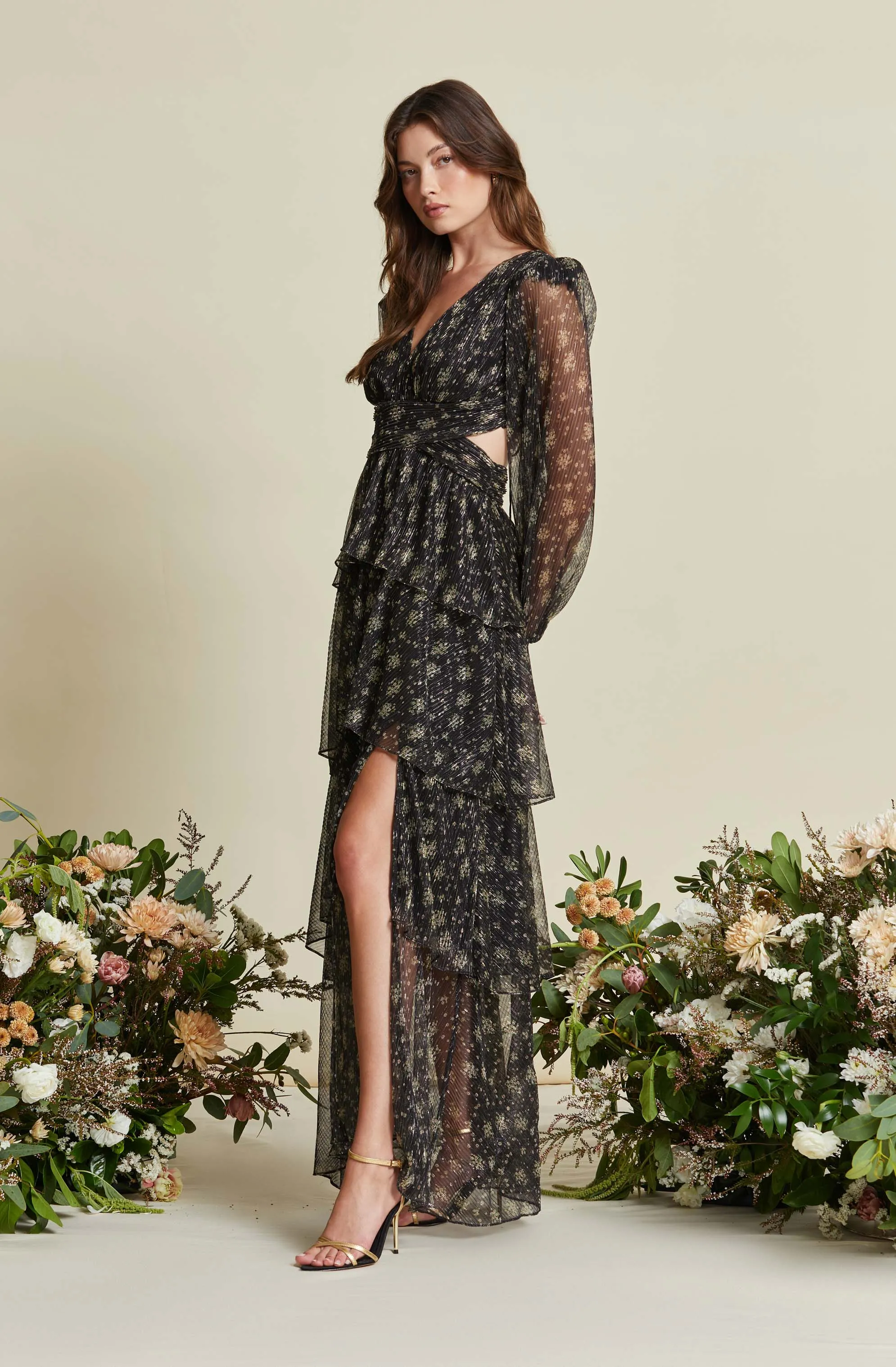 Black Gold Foil Anora Dress