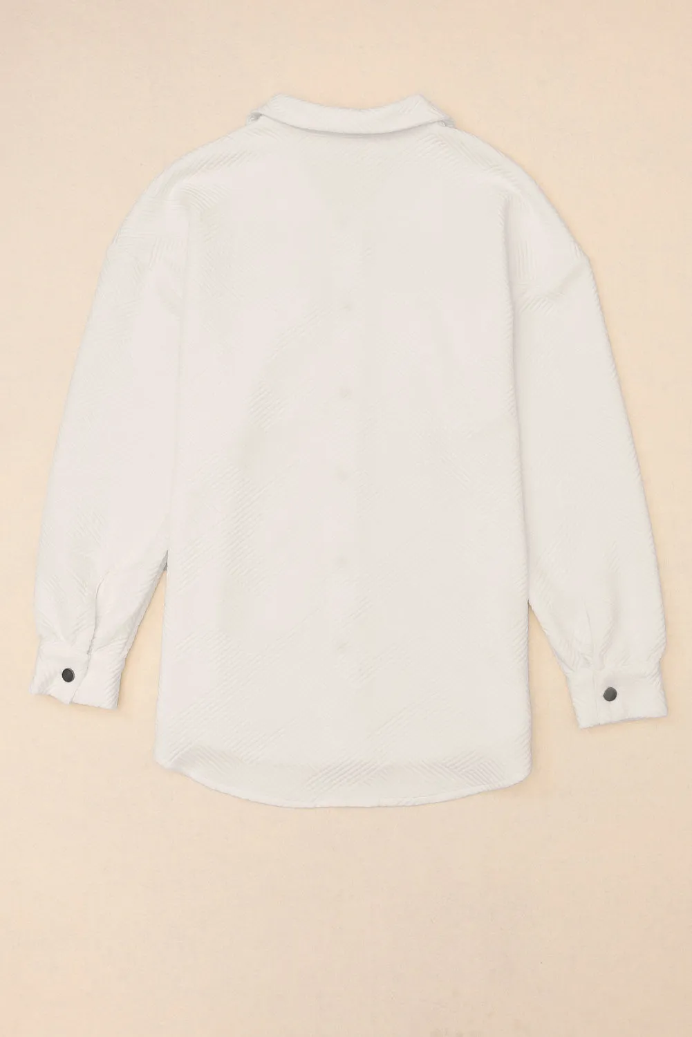 Black Solid Textured Flap Pocket Buttoned Shacket