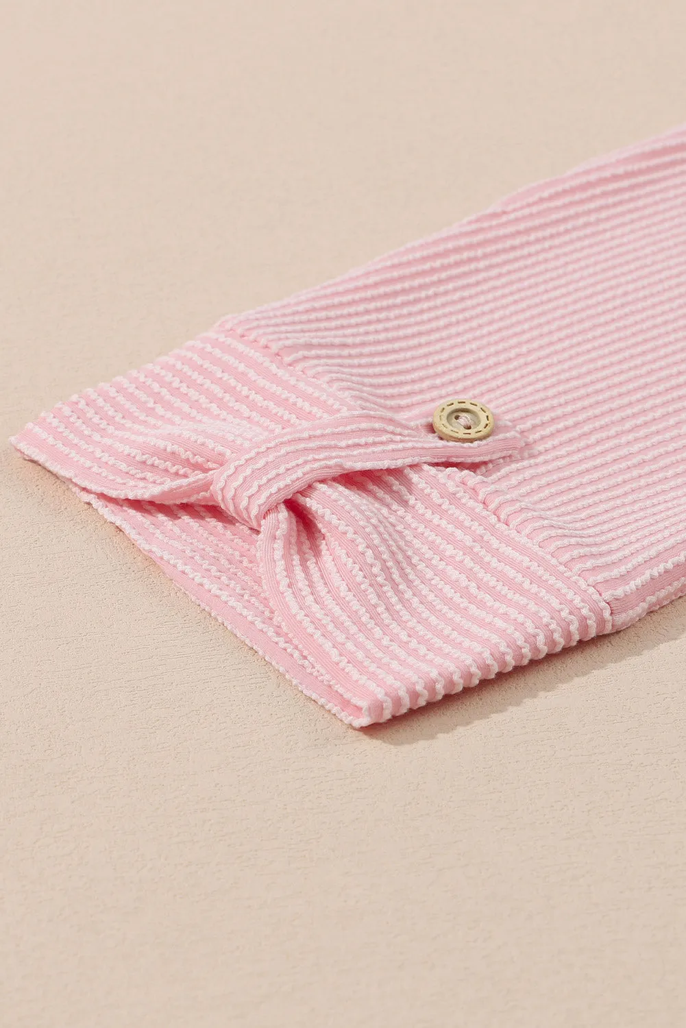 Blue Solid Color Roll Tab Sleeve Button Up Shirt Shacket