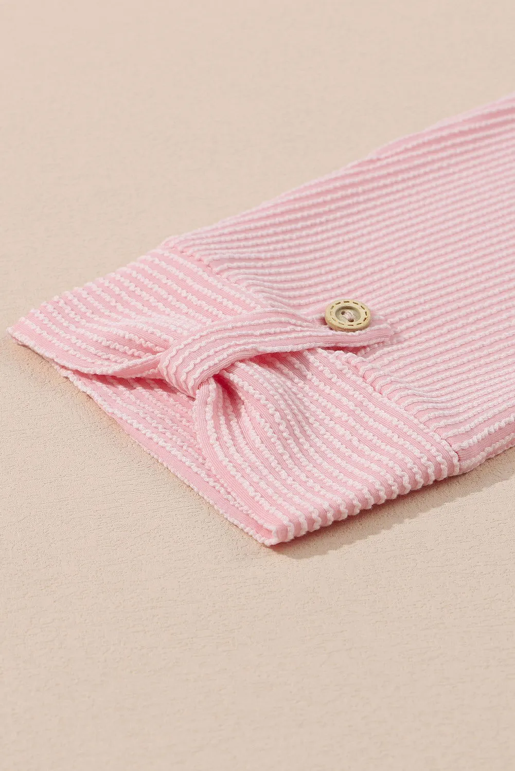 Blue Solid Color Roll Tab Sleeve Button Up Shirt Shacket