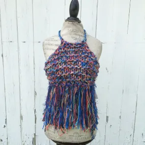Blue Tweed Halter w/Fringe