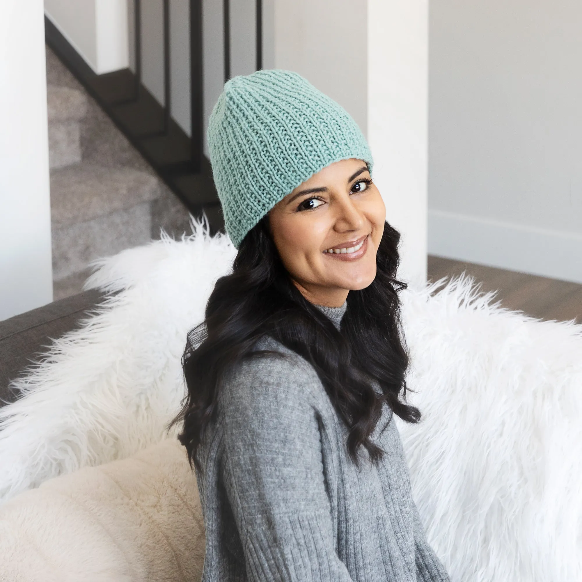 Broken Rib Stitch Beanie Knitting Pattern