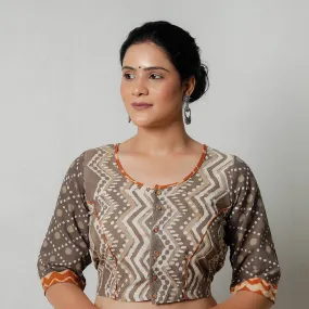 Brown - Bagru Dabu Block Printed Cotton Stitched Blouse