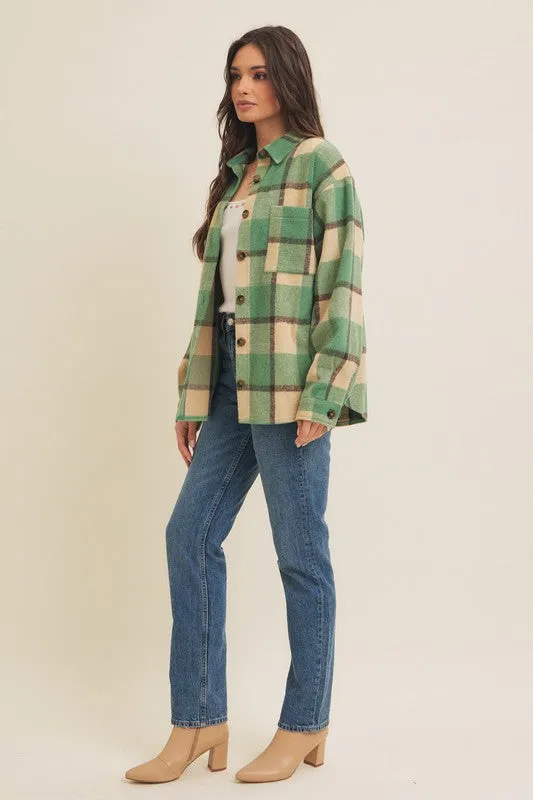 Brushed Plaid Oversized Shacket