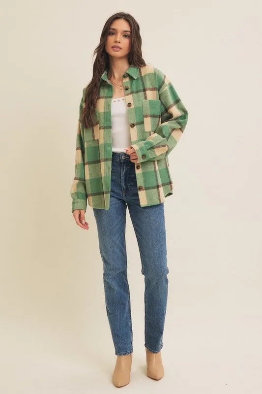 Brushed Plaid Oversized Shacket