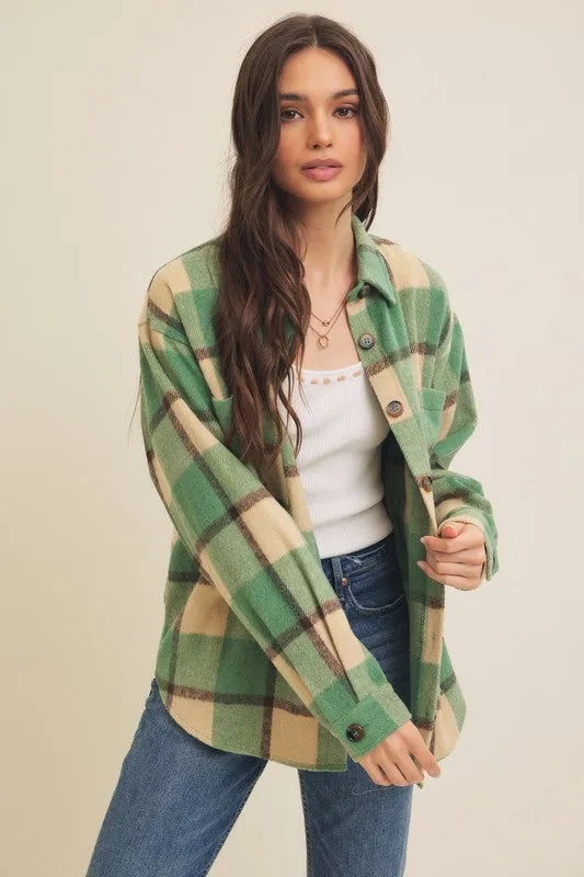 Brushed Plaid Oversized Shacket