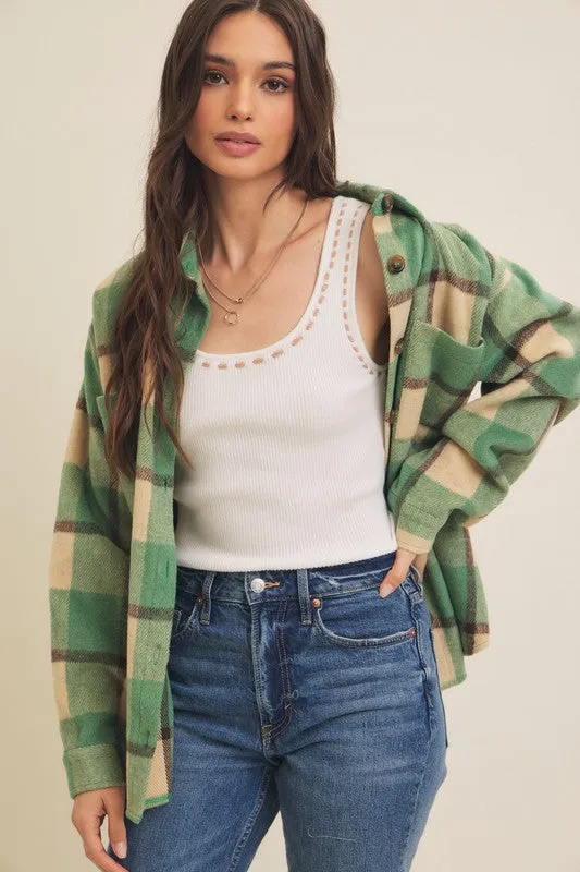 Brushed Plaid Oversized Shacket