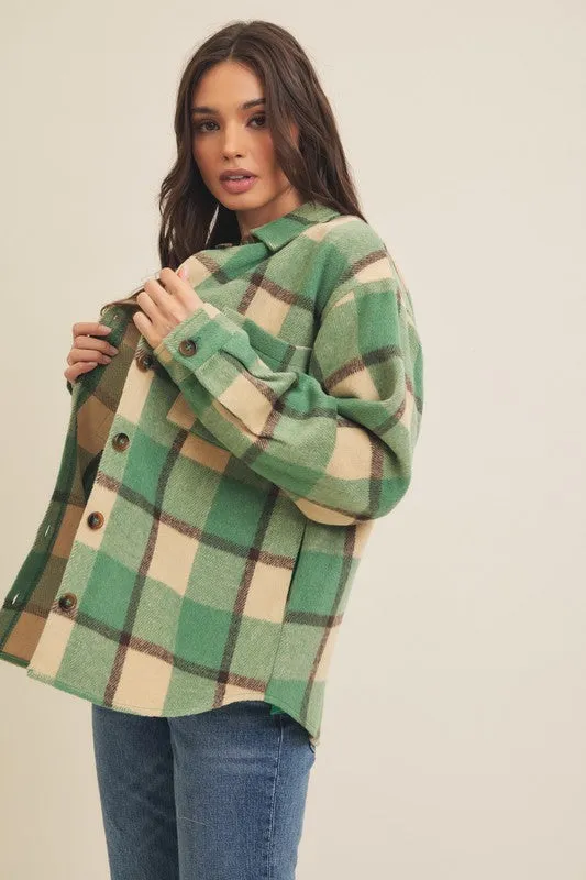 Brushed Plaid Oversized Shacket