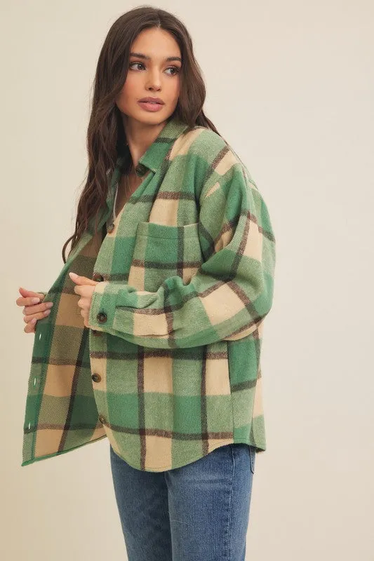 Brushed Plaid Oversized Shacket
