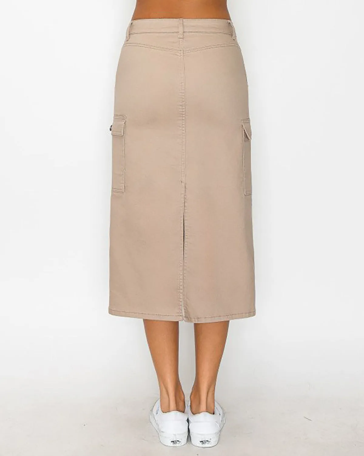CARGO POCKET TWILL MAXI SKIRT