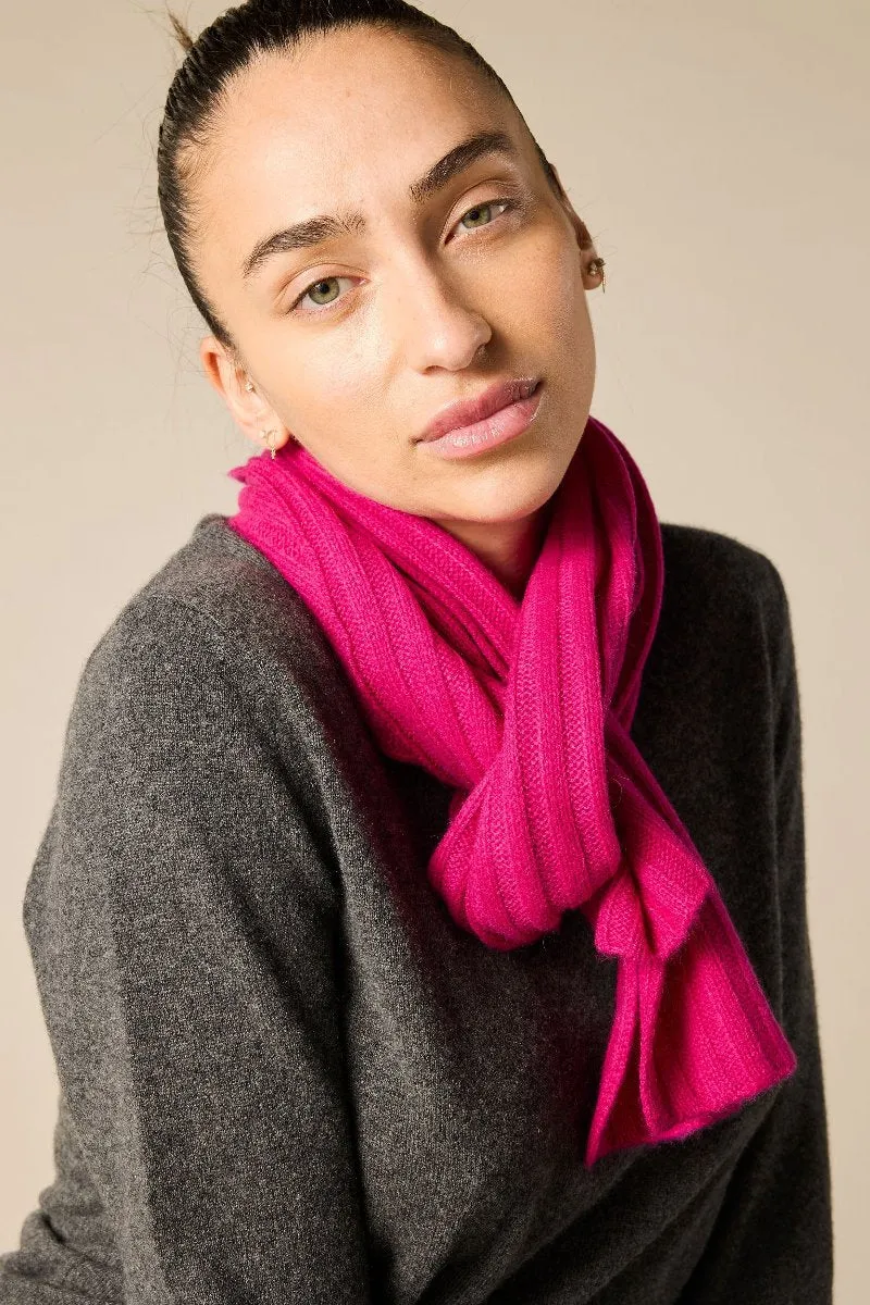 Cashmere Alex Rib Scarf in Magenta