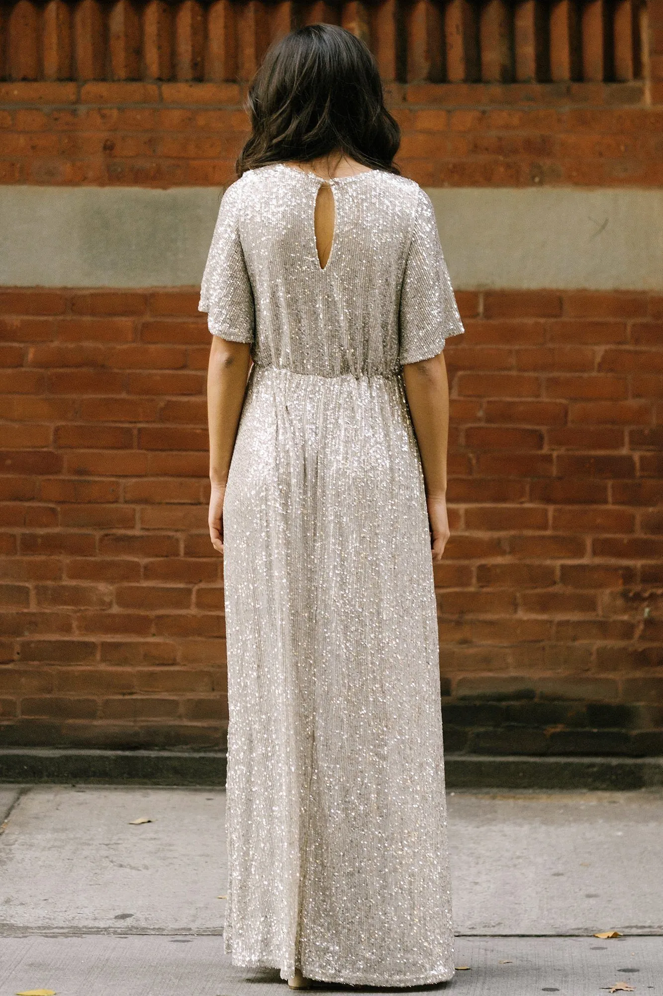 Celia Silver Sequin Maxi Dress