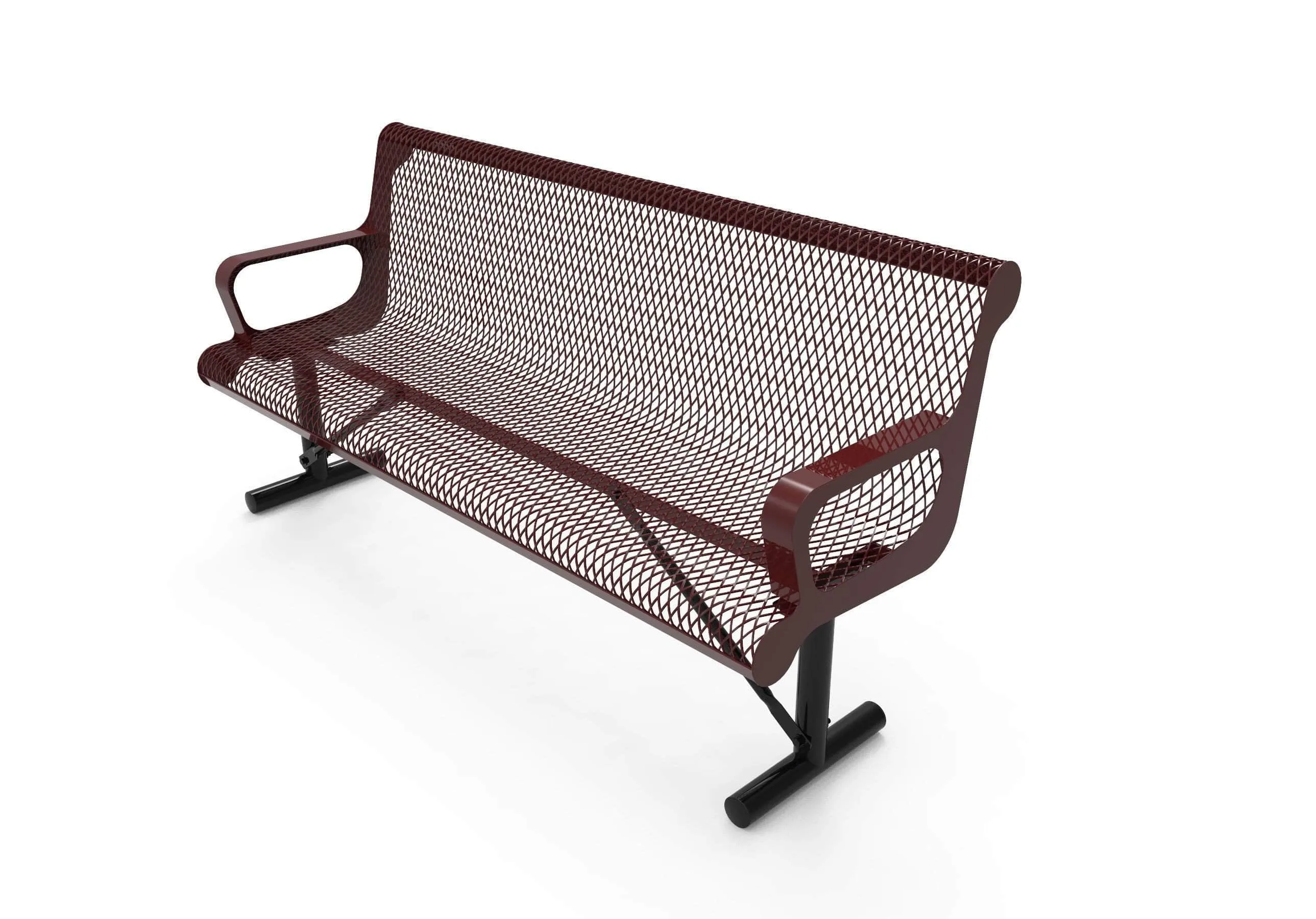 Contoured Park Bench with Arm - Diamond Pattern