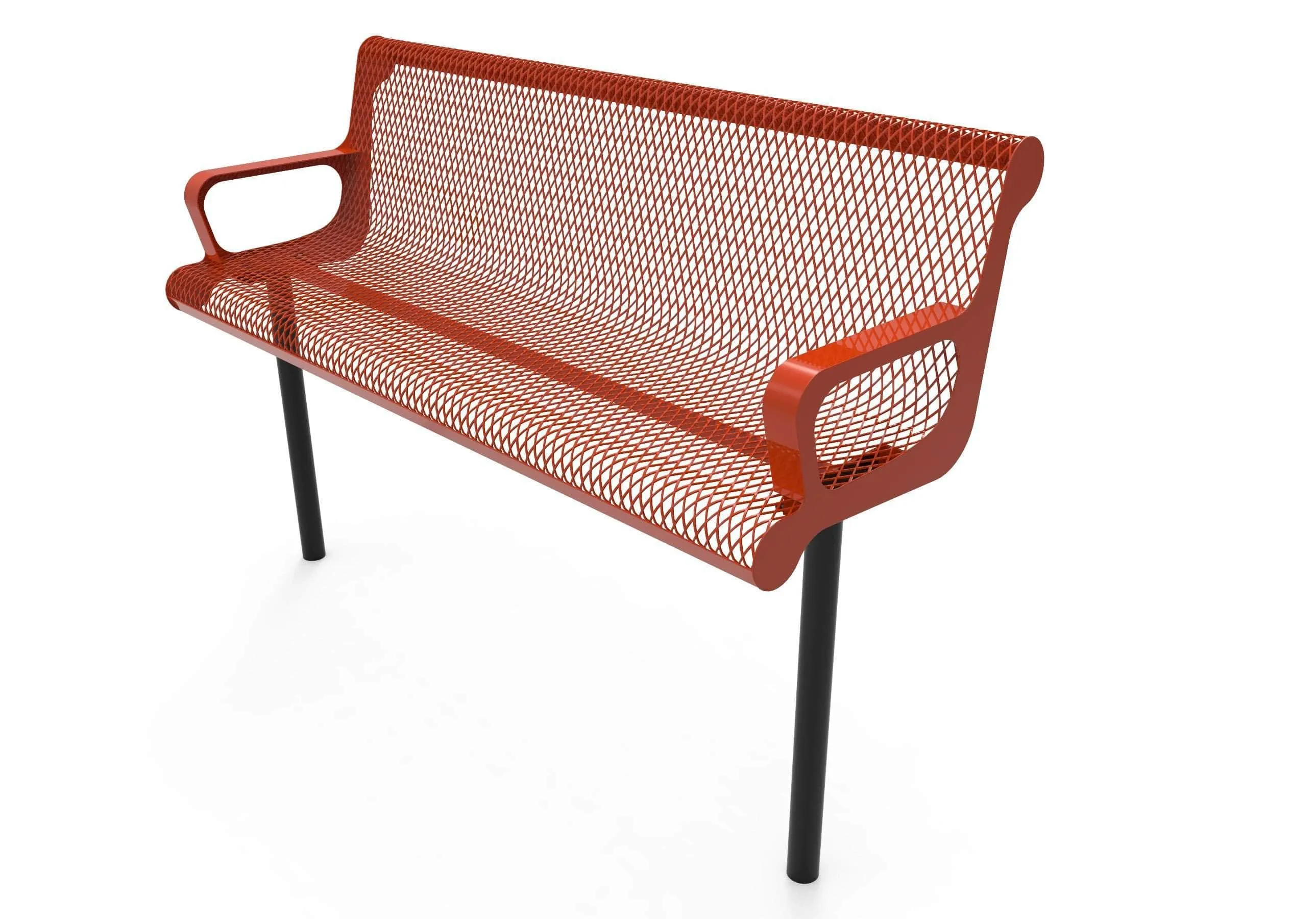 Contoured Park Bench with Arm - Diamond Pattern