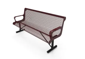 Contoured Park Bench with Arm - Diamond Pattern